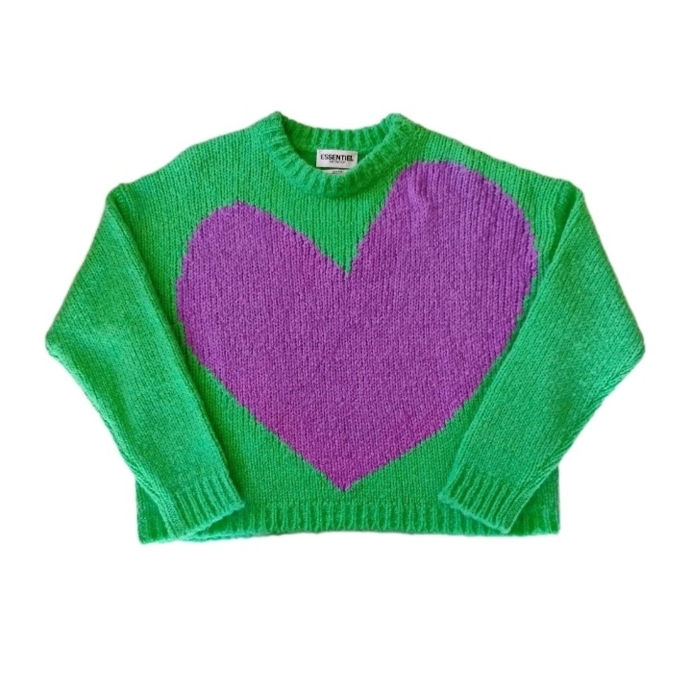 Essentiel Antwerp Egeria Fuzzy Heart Pullover Sweater Wool Alpaca Oversized XS